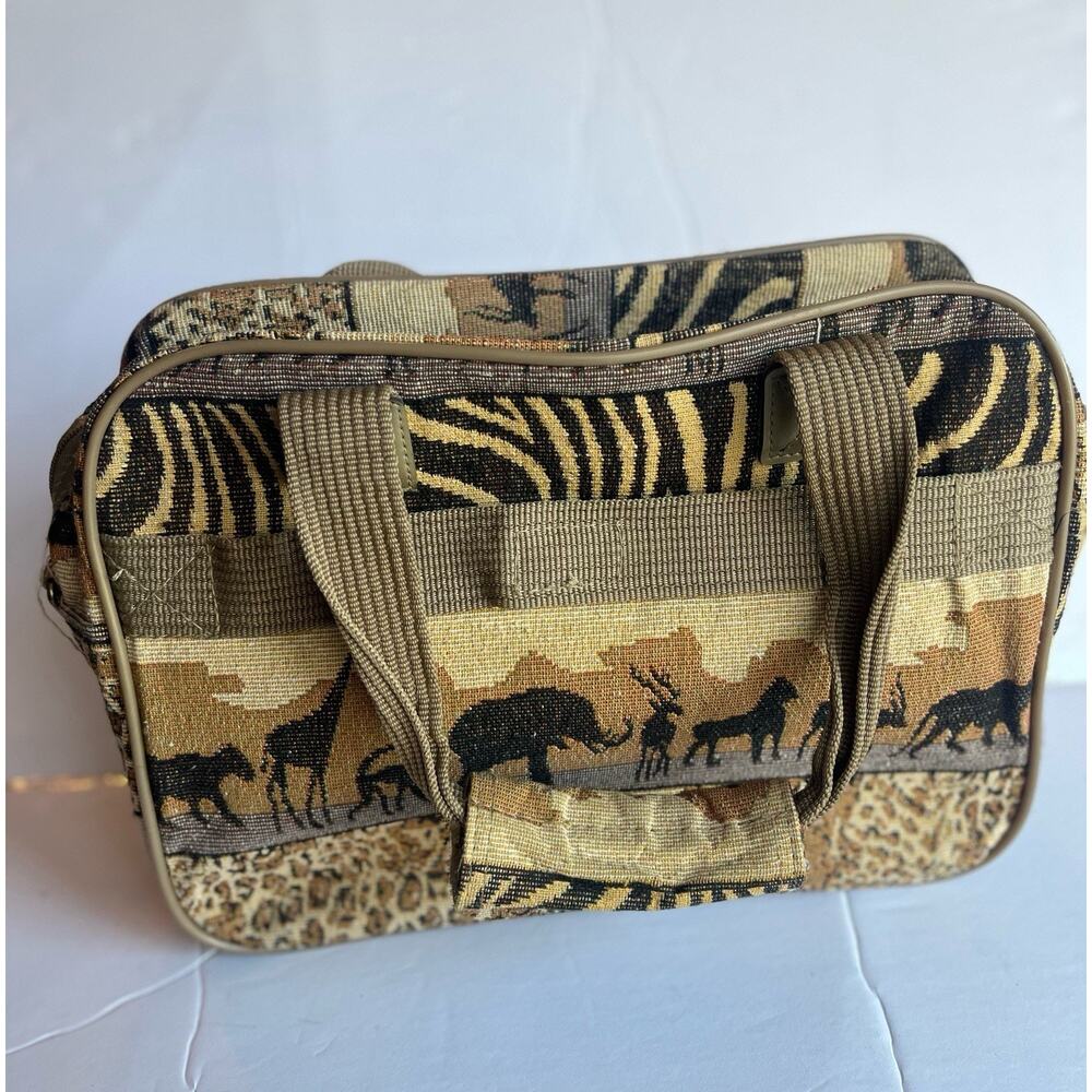 VTG Set Pioneer Express Canvas Travel Bag Carry on / Roller Bag Safari Print